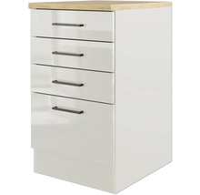 Flex Well Auszugunterschrank Lund BxTxH 50 x 60 x 85 cm lichtgrau glänzend zerlegt Anschlag reversibel 00012209