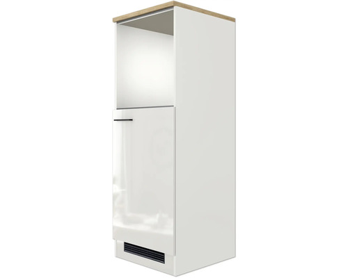 Flex Well Backofen/Kühlumbauschrank für 88er Einbaukühlschrank Lund BxTxH 60 x 60 x 161,5 cm lichtgrau glänzend zerlegt Anschlag reversibel 00012192 Weißer Küchenhochschrank mit offenem Fach und einer Tür