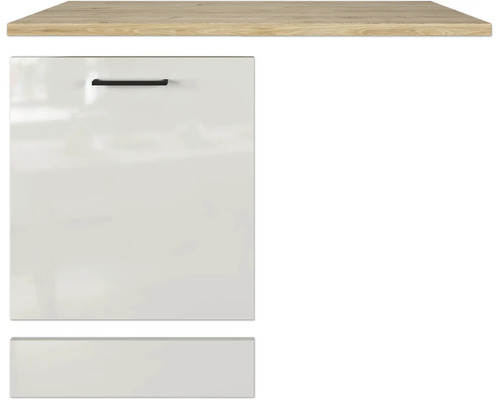 Flex Well Geschirrspülerblende für vollintegrierte Geschirrspüler Geschirrspülerblende inkl Sockelleiste und Arbeitsplatte Lund BxTxH 110 x 60 x 85 cm lichtgrau glänzend zerlegt 00012203 Küchenunterschrank mit Arbeitsplatte