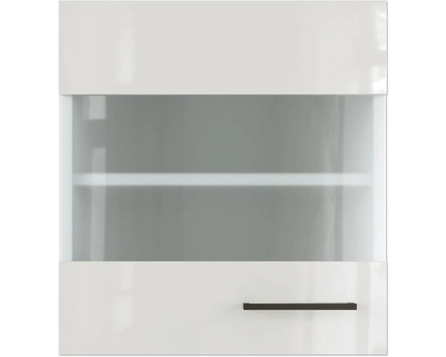 Flex Well Hängeschrank mit Glastür Lund BxTxH 50 x 32 x 54,8 cm lichtgrau glänzend zerlegt Anschlag reversibel (links oder rechts montierbar)