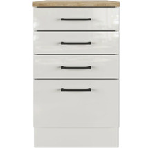 Flex Well Auszugunterschrank Lund BxTxH 50 x 60 x 85 cm lichtgrau glänzend zerlegt Anschlag reversibel 00012209