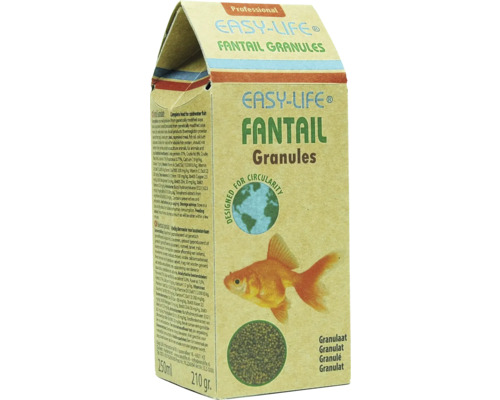 Flockenfutter Easy Life Schleierschwanz Granulat Hauptfutter für alle Schleierschwanz Goldfische , Verpackung aus 100 % Papier 250 ml