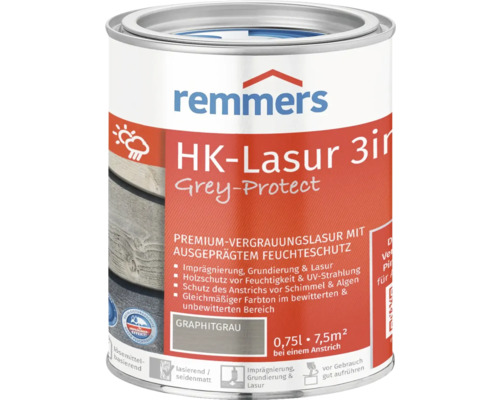 Remmers HK-Lasur grey protect graphitgrau 750 ml Remmers HK-Lasur 3in1 Grey-Protect Dose 0,75 Liter