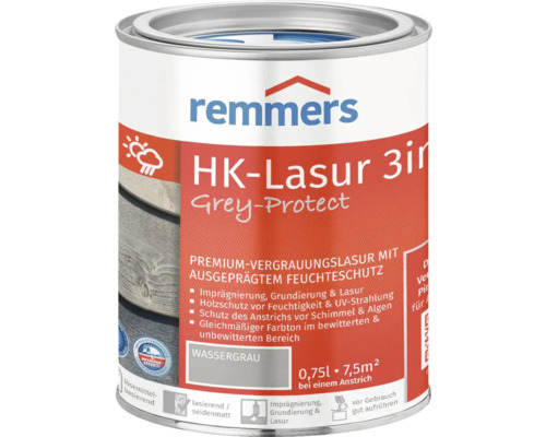 Remmers HK-Lasur grey protect wassergrau 750 ml Remmers HK-Lasur 3in1 Grey-Protect Dose 0,75 Liter