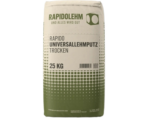 Rapido Lehmputz Universal trocken 0-1,2 mm 25 kg Sack Universallehmputz trocken, 25 Kilogramm