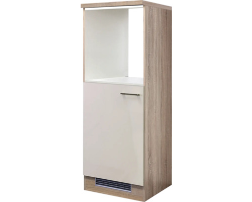 Flex Well Backofen/Kühlumbauschrank für 88er Einbaukühlschrank Nepal BxTxH 60 x 60 x 169,5 cm kaschmir glänzend zerlegt Anschlag reversibel 00011169 Küchenschrank mit einer Tür und einem offenen Fach