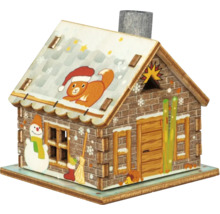 Dekorative Holzhütte mit Weihnachtsmotiv zur Dekoration