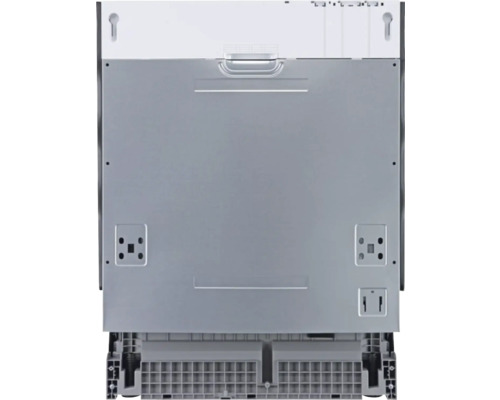 Rückansicht eines Geschirrspülers mit Details zu Anschlüssen und Installation