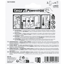 Tesa Powerstrips Haken, zwei Stück, inklusive vier Klebestreifen, große Ausführung