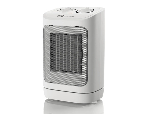 Keramikheizer Calienta 12,4 x 25,3 cm 1500 W Weißer Heizlüfter mit Drehregler zur Temperatursteuerung