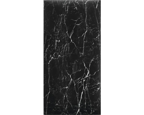 Fliese in Schwarz mit Marmoroptik