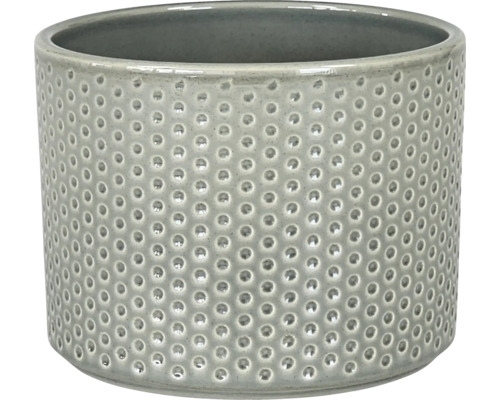 Blumentopf Übertopf Dickob Pillar Spot Keramik Ø 11,5 cm H 8,8 cm grau Dekorativer Pflanztopf mit Punktmuster für den Innenbereich
