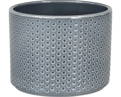 Blumentopf Übertopf Dickob Pillar Spot Keramik Ø 11,5 cm H 8,8 cm dunkelgrau Runder, grauer Keramik-Blumentopf mit Punktmuster.