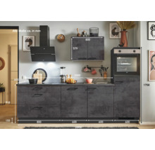 PICCANTE Plus Küchenzeile mit Geräten Casual 260 cm beton grafitgrau matt vormontiert Variante rechts 4067368013017