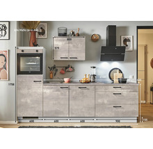 PICCANTE Plus Küchenzeile mit Geräten Casual 270 cm beton perlgrau matt vormontiert Variante links 4067368013239