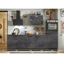 PICCANTE Plus Küchenzeile mit Geräten Casual 270 cm beton grafitgrau matt vormontiert Variante rechts 4067368013314