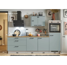 PICCANTE Plus Küchenzeile mit Geräten Marlena 270 cm fjördgrün matt vormontiert Variante rechts 4067368013390