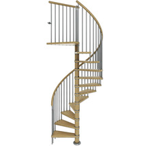 Holztreppe mit Stahlgeländer