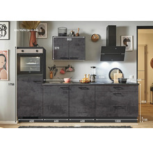 PICCANTE Plus Küchenzeile mit Geräten Casual 280 cm beton grafitgrau matt vormontiert Variante links 4067368013468