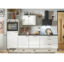 PICCANTE Plus Küchenzeile mit Geräten Prime Fabro 280 cm weiß hochglanz vormontiert Variante links 4067368013499