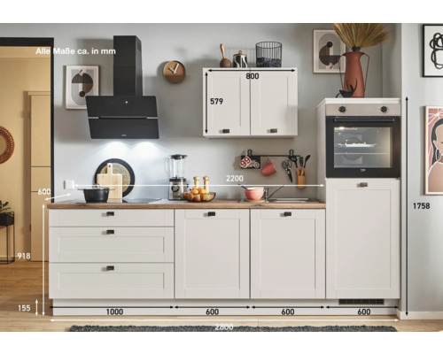 Küchenzeile mit Maßen für die Küchenplanung