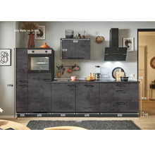 PICCANTE Plus Küchenzeile mit Geräten Casual 280 cm beton grafitgrau matt vormontiert Variante links 4067368013765