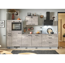 PICCANTE Plus Küchenzeile mit Geräten Casual 300 cm beton perlgrau matt vormontiert Variante links 4067368014434