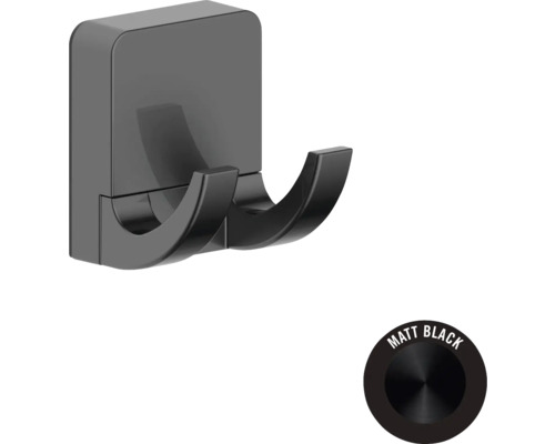 Doppelter Kleiderhaken für Badezimmer, mattschwarz