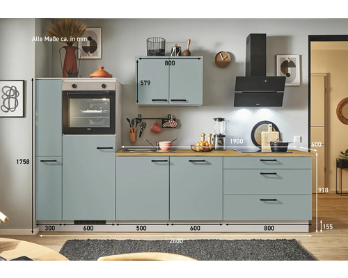 Küchenzeile mit Maßen in Millimeter