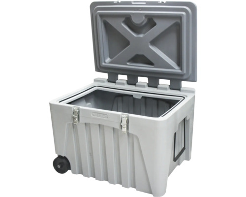 Geöffnete Transportbox mit Rollen