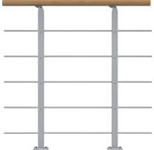 Geländer mit Holzhandlauf und Metallstäben