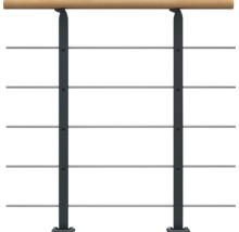 Geländerkonstruktion mit Holzhandlauf und Metallstreben