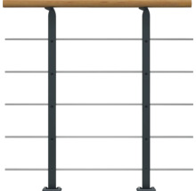 Geländer mit Holzhandlauf und Stahlseilen