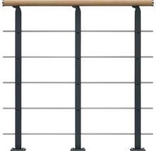 Geländer mit Holzhandlauf und Edelstahlseilen