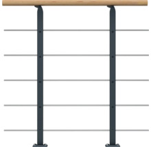 Geländer mit Holzhandlauf und Edelstahlseilen