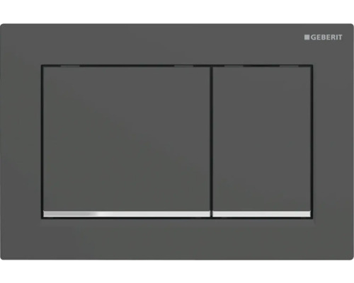 GEBERIT Betätigungsplatte Omega30 Platte schwarz matt / Taster schwarz matt mit Designstreifen hochglanz verchromt 115.080.14.1