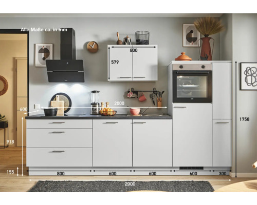 Komplette Küchenzeile mit Maßen
