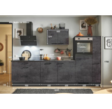PICCANTE Plus Küchenzeile mit Geräten Casual 300 cm beton grafitgrau matt vormontiert Variante rechts 4067368015714