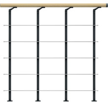 Geländersystem mit Holzhandlauf und Stahlseilen