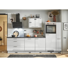 PICCANTE Plus Küchenzeile mit Geräten Prime Fabro 310 cm lichtgrau hochglanz vormontiert Variante rechts 4067368016056