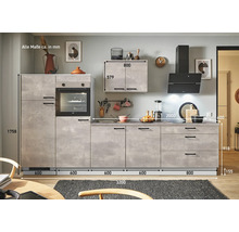 PICCANTE Plus Küchenzeile mit Geräten Casual 320 cm beton perlgrau matt vormontiert Variante links 4067368016537
