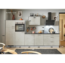 PICCANTE Plus Küchenzeile mit Geräten Casual 330 cm beton weißgrau matt vormontiert Variante links 4067368016827