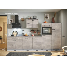 PICCANTE Plus Küchenzeile mit Geräten Casual 330 cm beton perlgrau matt vormontiert Variante rechts 4067368016988