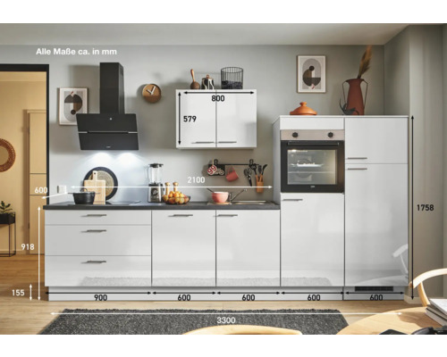 Küchenzeile mit Abmessungen