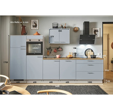 PICCANTE Plus Küchenzeile mit Geräten Marlena 340 cm pastellblau matt vormontiert Variante links 4067368017152