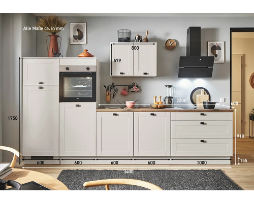 Küchenzeile mit Maßen in Millimeter