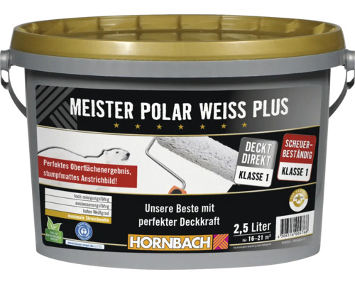 Hornbach Wandfarbe Meister Polarweiss Plus weiß 2,5 L