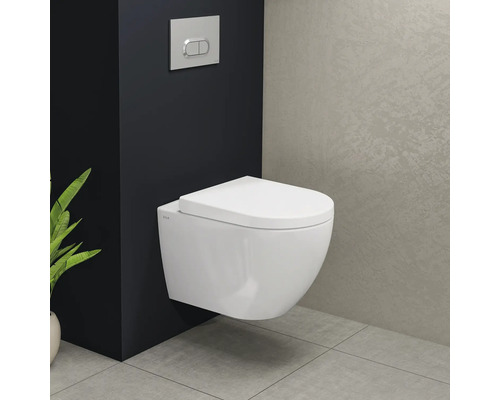 Wand-WC Set VitrA Mia Tiefspüler ohne Spülrand weiß glänzend mit Beschichtung mit WC-Sitz 7510B003-6288