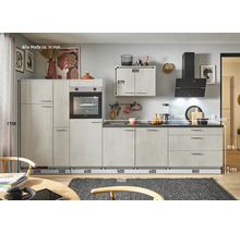 PICCANTE Plus Küchenzeile mit Geräten Casual 340 cm beton weißgrau matt vormontiert Variante links 4067368017428