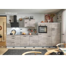 PICCANTE Plus Küchenzeile mit Geräten Casual 340 cm beton perlgrau matt vormontiert Variante rechts 4067368017589